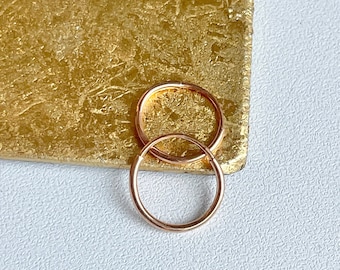 14KT Rose Gold Shiny Thin 1.25MM Endless Hoop Earrings 14mm NEW Thin Light TINY