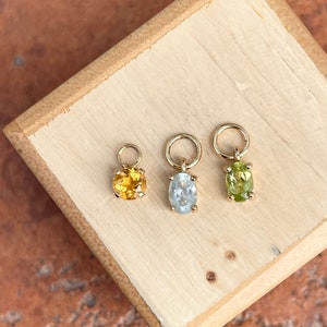 Estate 14KT Yellow Gold Genuine Round Citrine, Oval Blue Topaz, and Oval Peridot Earring Charm SET of 3 Gold-Plated