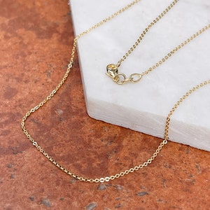 14KT Yellow Gold 1.00MM Flat Cable Chain Necklace NEW Various Lengths