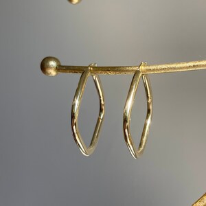 10KT Yellow Gold Shiny Tube Rounded Squared Design Medium Size Hoop Earrings NEW 42mm