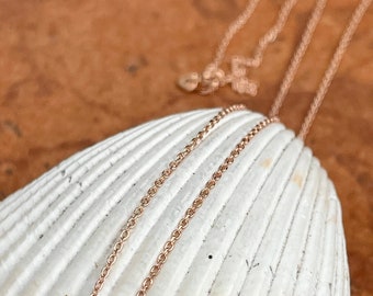 14KT Rose Gold Diamond-Cut 1MM Cable Chain Link Necklace NEW Various Lengths Available