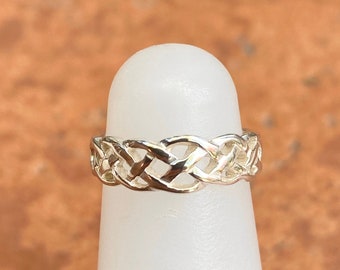 Sterling Silver Shiny Polished Celtic Knot Weave Design Band Toe Ring NEW Adjustable