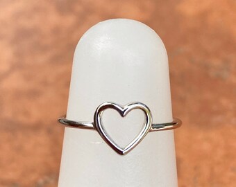 Sterling Silver Polished Shiny Small Open Heart Charm Toe Ring NEW Adjustable Size