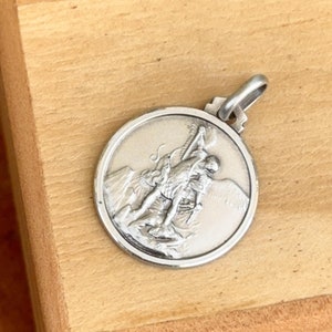 Sterling Silver Antiqued St Michael Patron Saint of Police Round Medallion Pendant 18mm NEW Unisex Solid