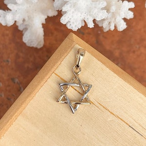 Two-Tone 14KT Yellow Gold + White Gold Star of David Pendant Charm NEW Small