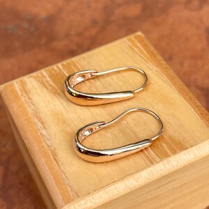 14KT Rose Gold Tapered Thin Wire Hoop Earrings NEW 23mm Medium Size
