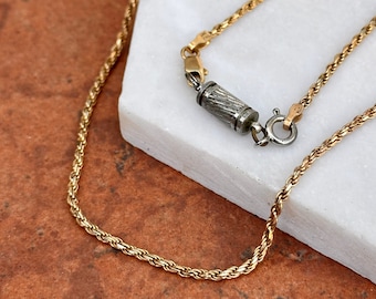 Estate Vintage 14KT Yellow Gold Solid Diamond-Cut Rope Chain 1.75mm 22”