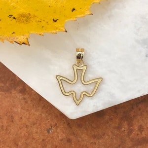 10KT Yellow Gold Dove Holy Spirit Pendant Charm Confirm Design Detailed Open