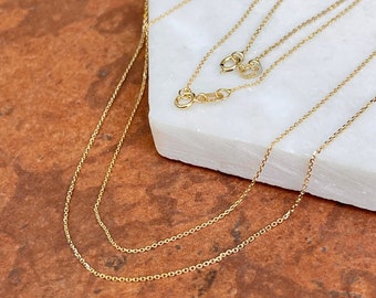 14KT Yellow Gold Diamond-Cut Cable .60MM or .80MM Link Chain Necklace NEW Various Lengths Available- Thin Fine Delicate