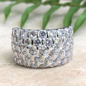 Sterling Silver Polished Channel Set Cubic Zirconia Stones Wide Cigar Band Ring NEW Various Sizes Available