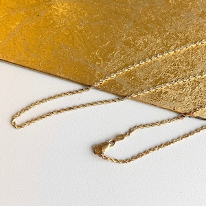 Estate Vintage 14KT Yellow Gold Solid Diamond-Cut Rope Chain 20&quot;/ 2mm NEW