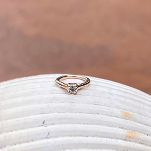 10KT Rose Gold .03 CT Round Diamond Ring Pendant Charm TEENY TINY Size Charm