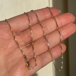 14KT Yellow Gold Solid Thin 1.10mm Shiny Box Chain Necklace NEW Various Lengths Unisex