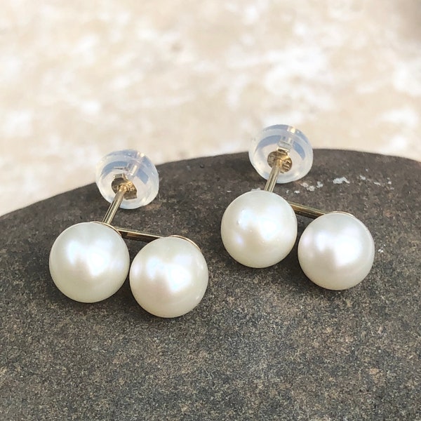 Double Pearl Earring - Etsy