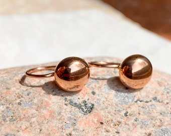 14KT Rose Gold Polished Half Ball Earring Euro-Wire w/ Clasp NEW 8mm Lever Back