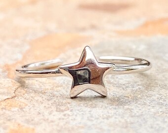 Sterling Silver Polished Shiny Small Star Charm Toe Ring NEW Adjustable Size