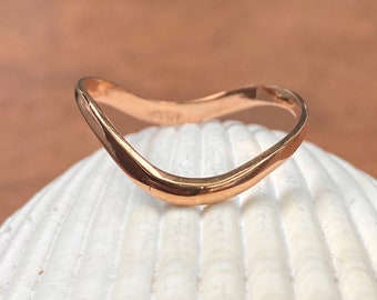 10KT Rose Gold Polished Thin Wave Band Thumb Ring Lightweight NEW Size 9