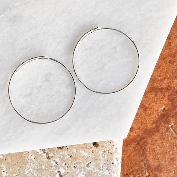 Silver Small Thin Hoop Earrings main image 1