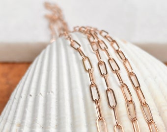 14KT Rose Gold 1,8 mm paperclipketting Open link ketting NIEUW Verschillende lengtes beschikbaar