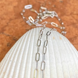 14KT White Gold Paper Clip Chain Open Link Necklace NEW Various Lengths Available 5.25 mm x 1.8 mm