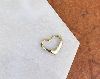 10KT or 14KT Yellow Gold Small Open Heart Pendant Chain Slide Charm NEW Small Size