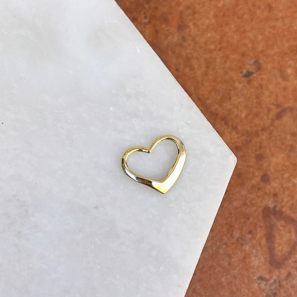 Petit pendentif en forme de chaîne en or jaune 14 carats avec pendentif coeur ouvert NOUVEAU petite taille
