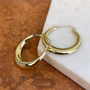 10KT Yellow Gold Shiny 3mm Tube Round Hoop Earrings NEW 22mm Size Medium Classic Style