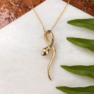 14KT Yellow Gold Shiny Serpent Snake Pendant Slide