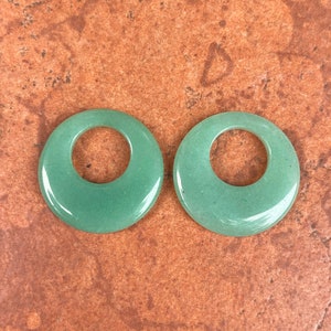 Genuine Polished Pale Green Jade Donut Earring Charms Round To Add To Hoops Interchange 35MM Door Knockers
