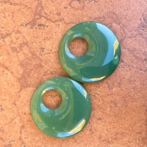 Genuine Polished Pale Green Aventurine Jade Donut Earring Charms Round To Add To Hoops Interchange 45mm