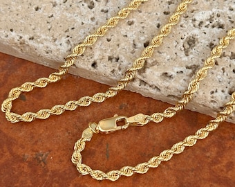 10K Yellow Gold SOLID 2.75mm Rope Link Chain Necklace NEW Various