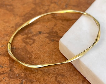 10KT Yellow Gold Round Slip On Bangle Bracelet NEW 2.5mm in Thickness Hollow