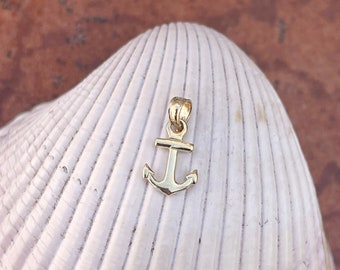 14KT Yellow Gold 3D Hollow Mini Anchor Pendant Charm NEW Symbol of Hope/ Good Luck