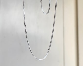 Sterling Silver Shiny Thin 1.25MM Box Chain Necklace NEW Various Lengths Available Unisex