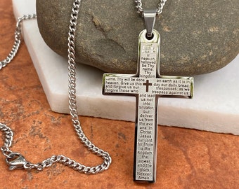 Sterling silver lord's prayer hotsell cross pendant