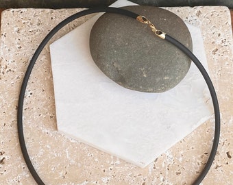 14KT Yellow Gold Rubber Cord Necklace 4MM in Thickness Various - Main Image