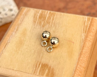 14KT Yellow Gold Teeny Tiny Ball Add to Hoop Earring Charms NEW 5mm Hollow Pair