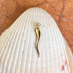 14KT Gelbgold-Filled &quot;Corno&quot; Cornicello Italienisch Horn 3D Anhänger Charm Good Luck NEU 1&quot;Größe Unisex