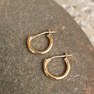 14KT Yellow Gold MINI Half Hoop Earrings NEW 8MM Size TINY Size