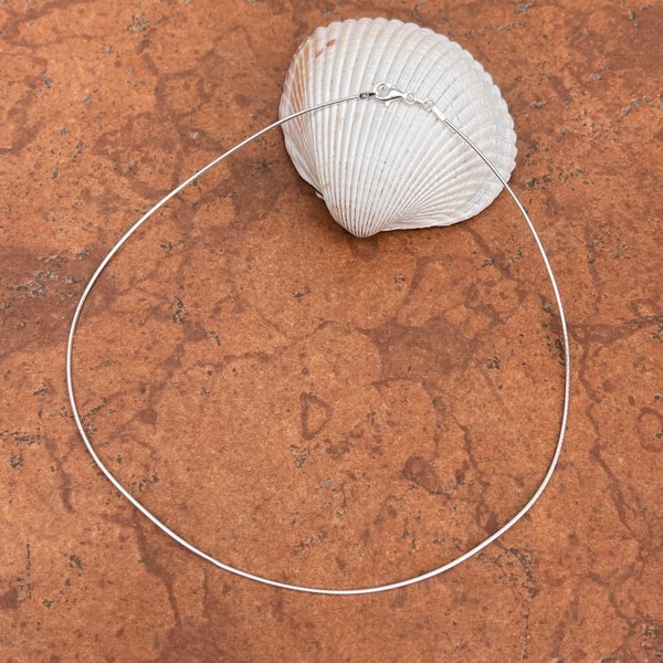 Collier en argent massif avec câble rigide de 1 mm, fil de cou Omega, longueur 16 po. NOUVEAU