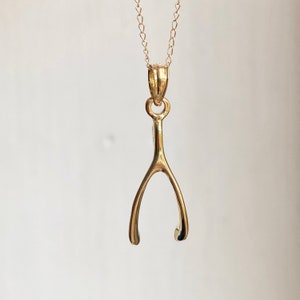 10KT Yellow Gold Solid Wishbone Good Luck Small Pendant Charm NEW No chain