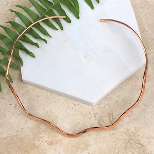 Copper Neck Wire Hard Stiff Collar Wave Necklace 4.2 mm Width Open Ends NEW