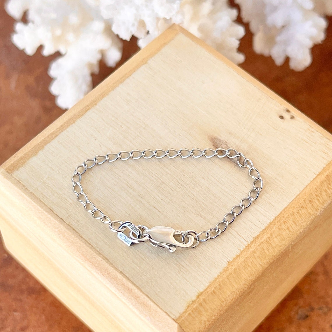 14KT White Gold Necklace Extender Safety Chain 3 Length Etsy