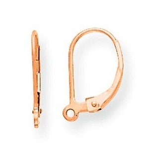 14KT Rose Gold Lever Back w/ Split Ring Earrings 1 PR Pink Gold RARE Findings