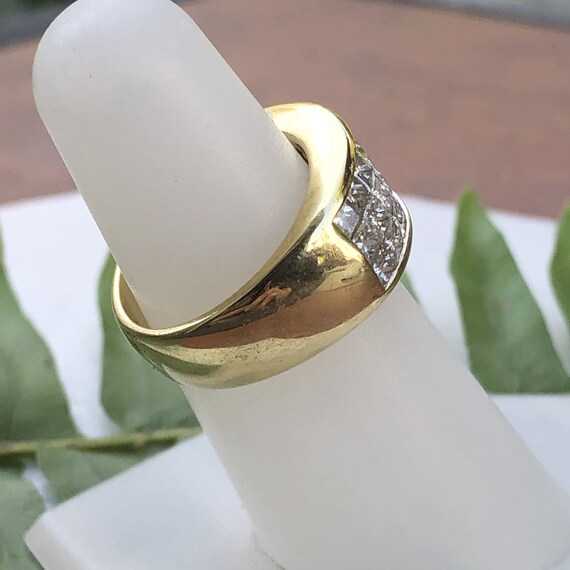 Estate Vintage 18KT Yellow Gold  Princess-Cut Dia… - image 8