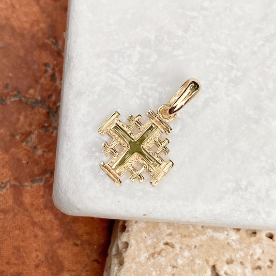 Buy 18K Gold Jerusalem Cross Pendant With Diamonds Size B Online in India -  Etsy