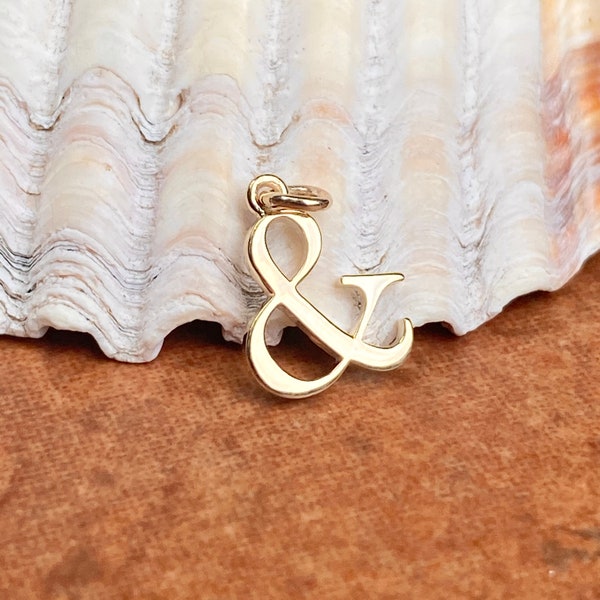 14KT Yellow Gold Polished Ampersand Pendant Charm Small NEW Lightweight