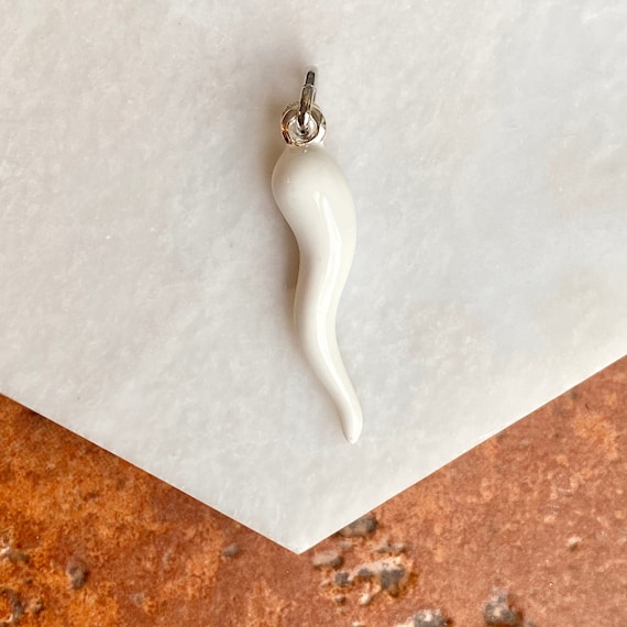 White Enamel cornicello Italian 