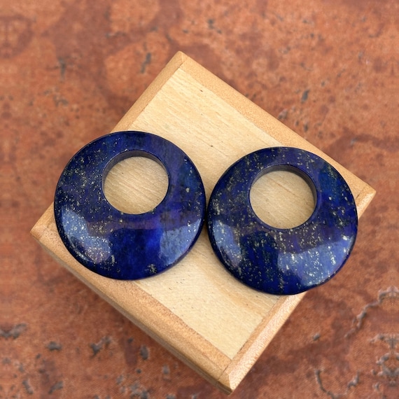 Estate Vintage Genuine Blue Lapis Round Disc Polis