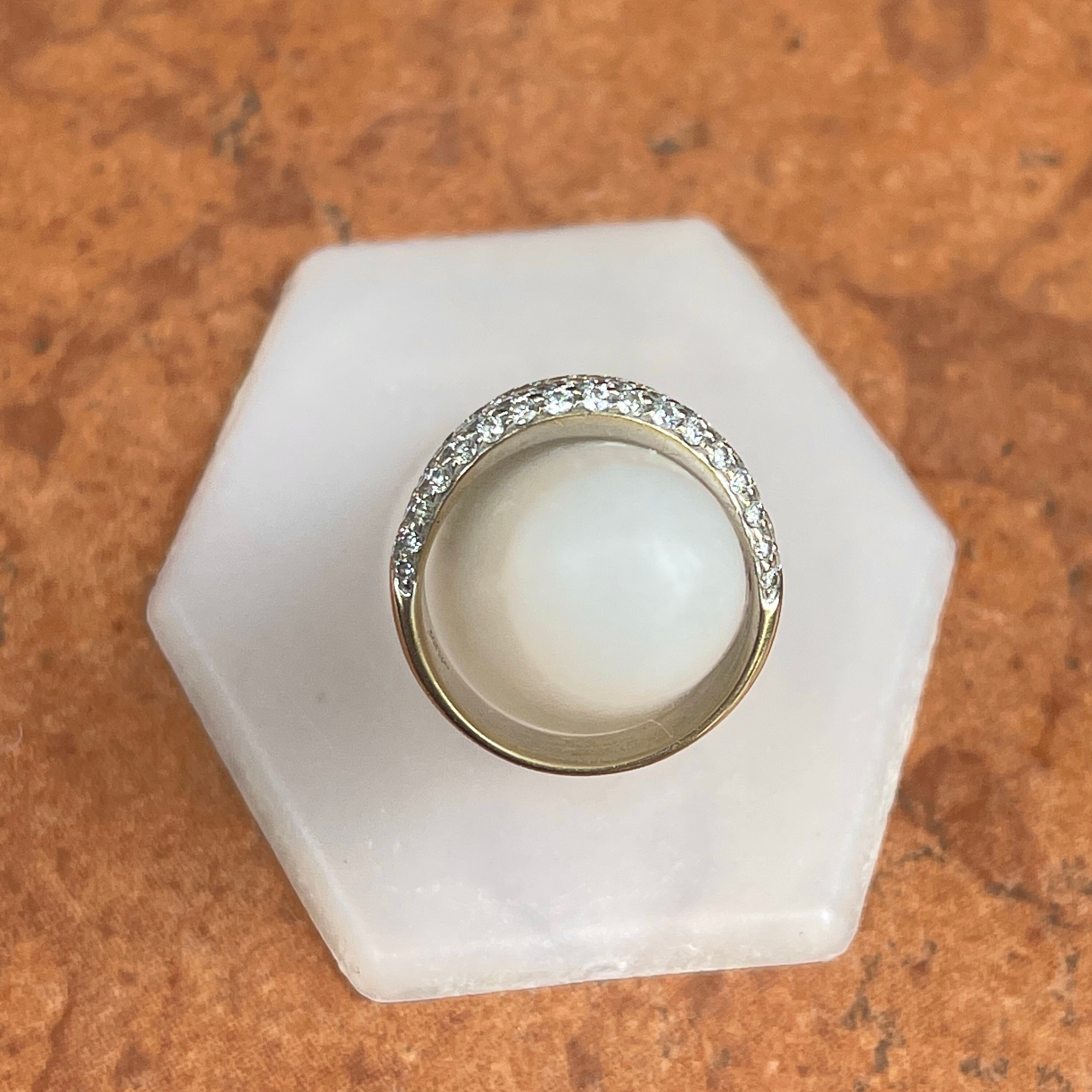 Estate Vintage 18KT White Gold & Pave Diamond 9 Row Concave Estate Vintage 18KT White Gold & Pave Diamond 9 Row Concave